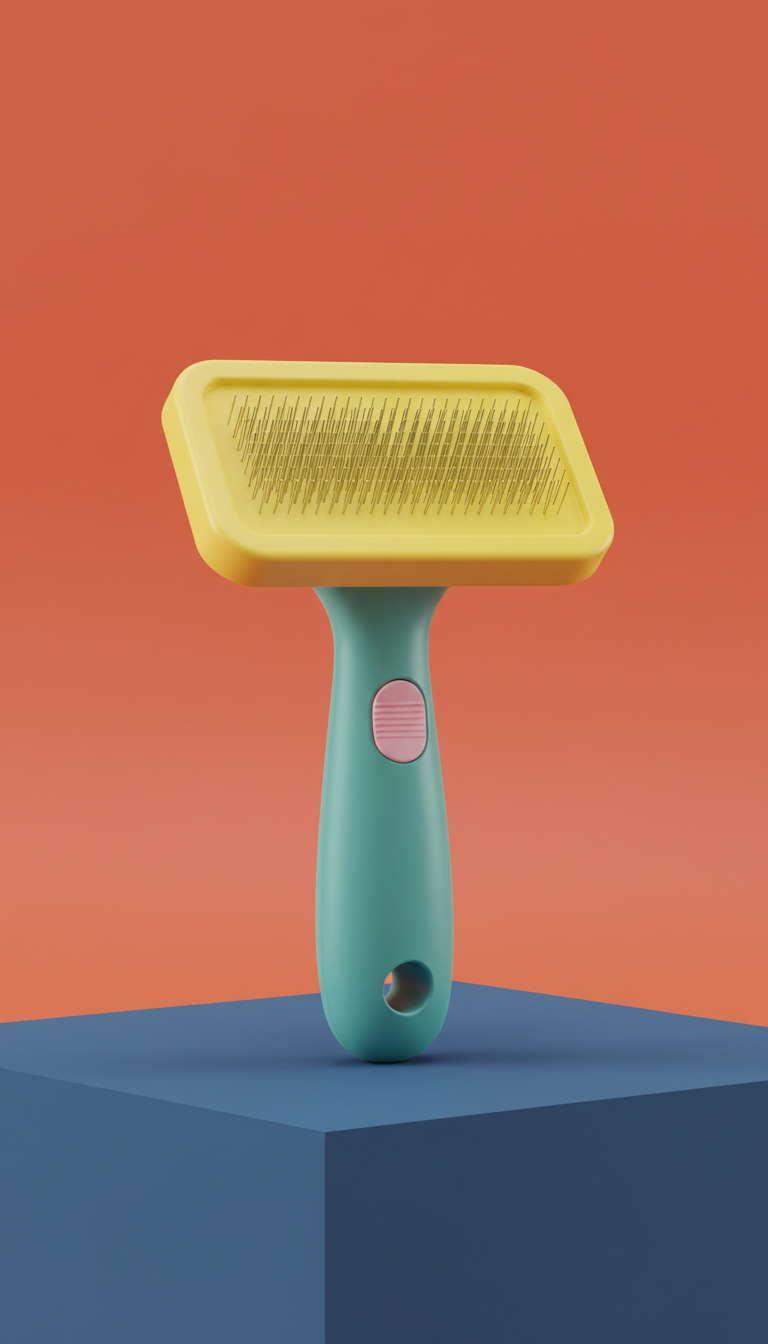 Self-cleaning grooming brush for pets